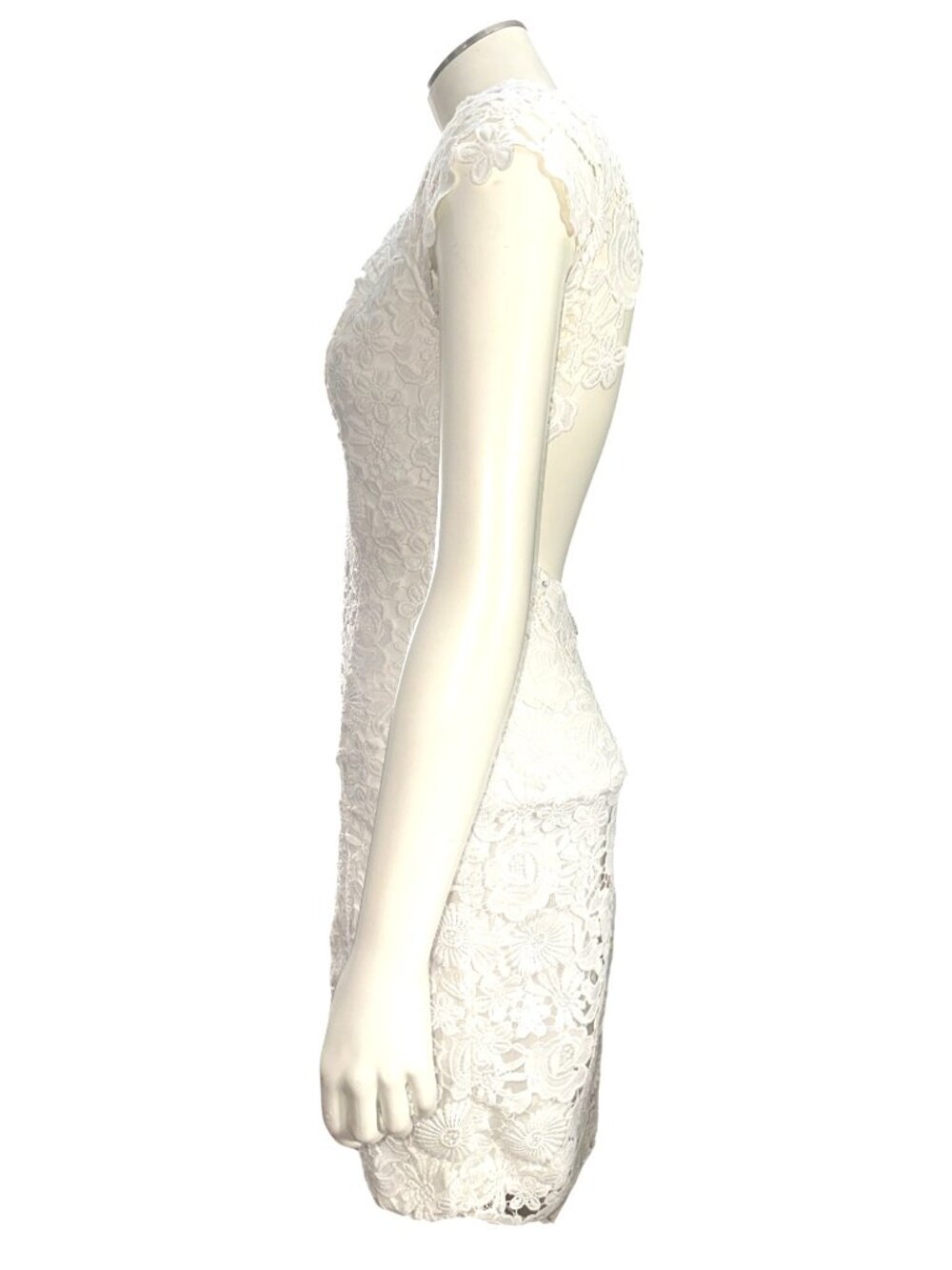 Lulus S White Lace Open Back Fitted Mini Dress Floral Bridal Bachelorette Chic - Picture 3 of 9